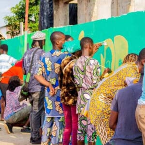 The fresco being painted
