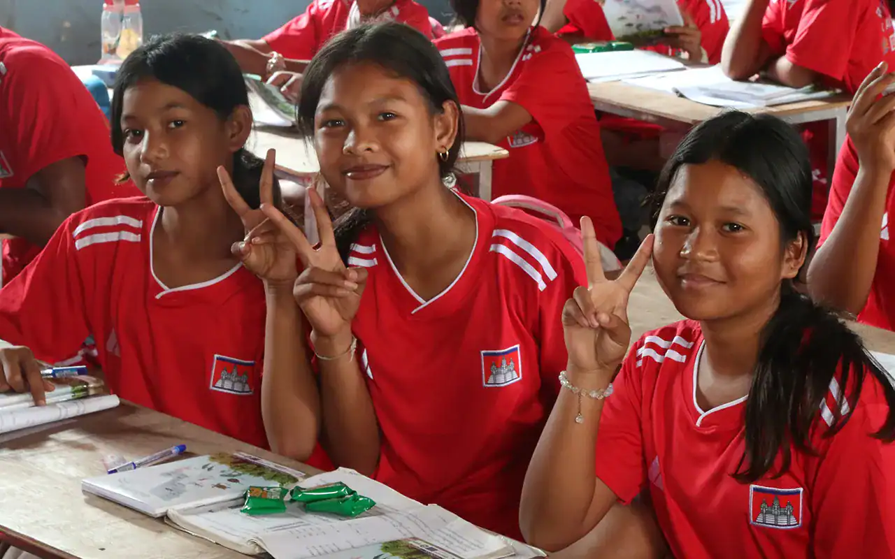 photo of pupils in a classroom in Cambodia